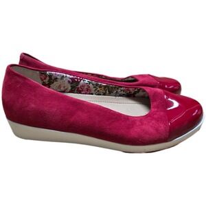 Hotter Angel Suede Ballet Flats Women's Size 8.5 Patent Cap Toe